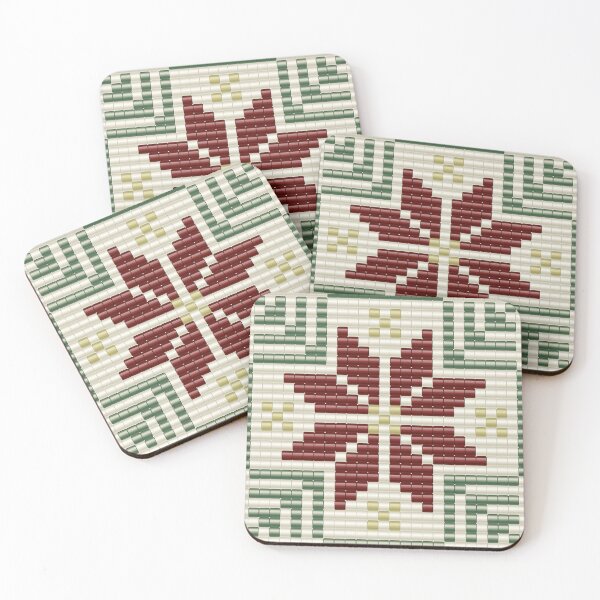 Item preview, Romanian folk motif 8 corner star beaded pattern designed and sold by folkyouall.