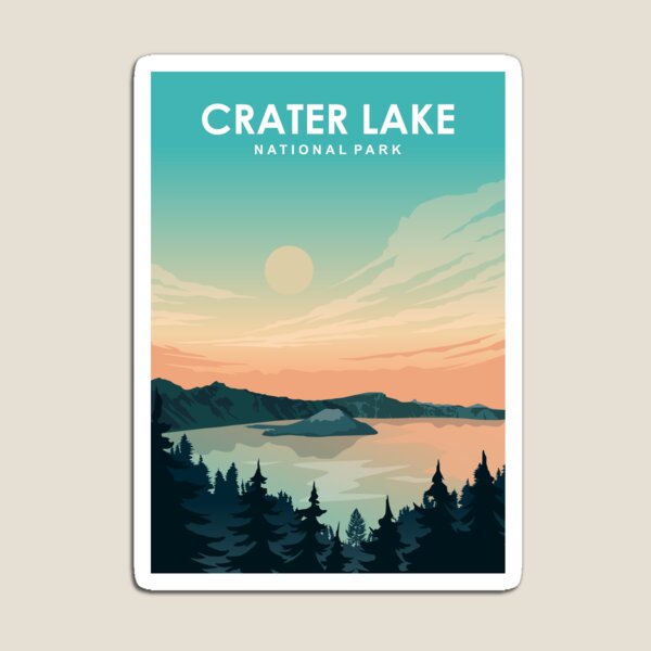 Crater Lake National Park Travel Poster Magnet for Sale by Jorn van Hezik