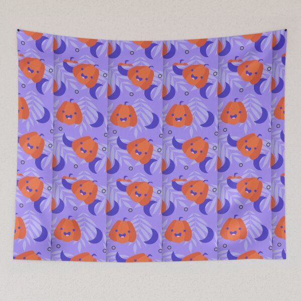 Item preview, Cute pumpkin, purple moon, Cute Halloween watercolor pattern, purple, boo, witch, eye, candy, bat, witch hat, pumpkin, latest Halloween bestselling, trending designed and sold by August-E.