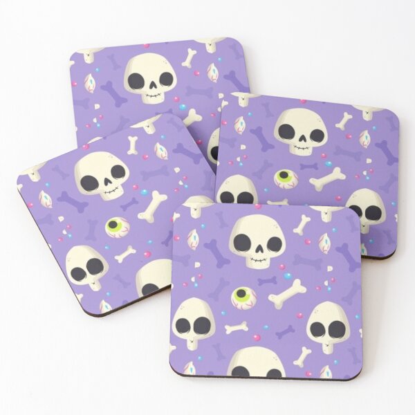 Item preview, Skeleton, bones, purple, Cute Halloween watercolor pattern, white, boo, witch, eye, candy, bat, witch hat, pumpkin, latest Halloween bestselling, trending designed and sold by August-E.