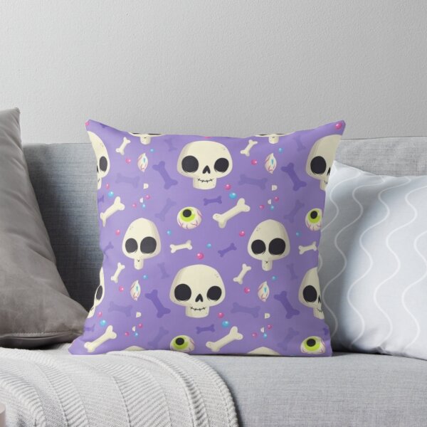 Item preview, Skeleton, bones, purple, Cute Halloween watercolor pattern, white, boo, witch, eye, candy, bat, witch hat, pumpkin, latest Halloween bestselling, trending designed and sold by August-E.