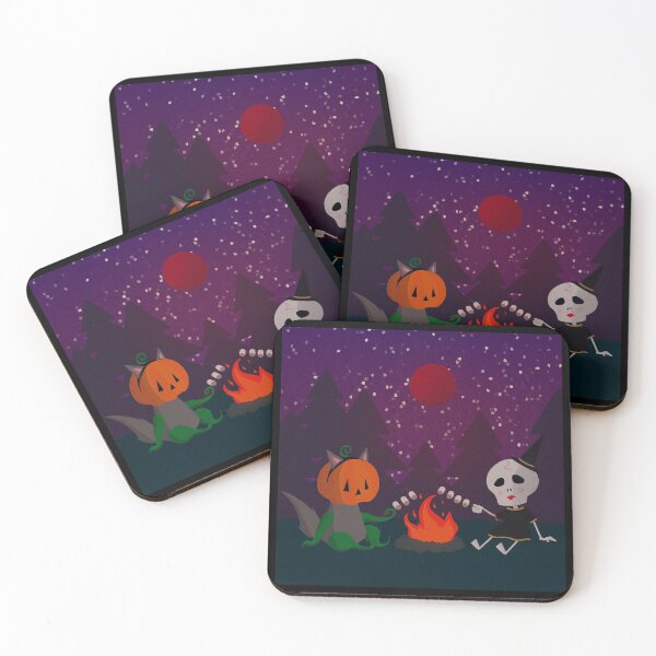 Item preview, Spooky campfire with Pumpkin and Skeleton on Halloween night designed and sold by BlodigVarg.