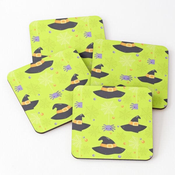 Item preview, Witch hat, neon green, Cute Halloween watercolor pattern, boo, witch, eye, candy, bat, witch hat, pumpkin, latest Halloween bestselling, trending designed and sold by August-E.