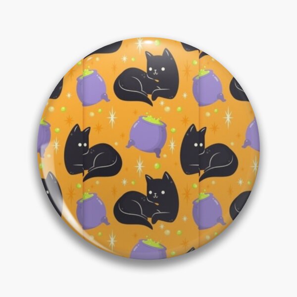 Item preview, Black cats, orange, purple, black, Cute Halloween watercolor pattern, boo, witch, eye, candy, bat, witch hat, pumpkin, latest Halloween bestselling, trending designed and sold by August-E.