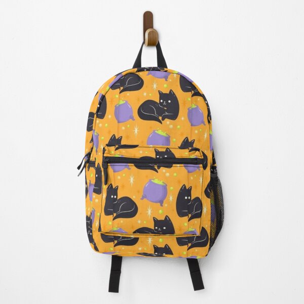 Item preview, Black cats, orange, purple, black, Cute Halloween watercolor pattern, boo, witch, eye, candy, bat, witch hat, pumpkin, latest Halloween bestselling, trending designed and sold by August-E.