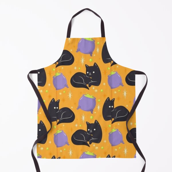 Item preview, Black cats, orange, purple, black, Cute Halloween watercolor pattern, boo, witch, eye, candy, bat, witch hat, pumpkin, latest Halloween bestselling, trending designed and sold by August-E.