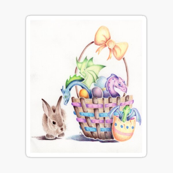 A basket of Easter Dragons Sticker
