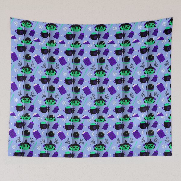 Item preview, Book of spells, purple, green, neon, black, Cute Halloween watercolor pattern, boo, witch, eye, candy, bat, witch hat, pumpkin, latest Halloween bestselling, trending designed and sold by August-E.