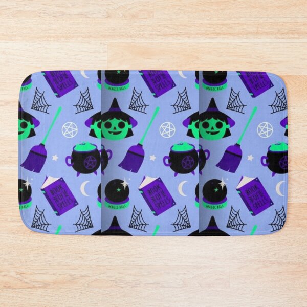 Item preview, Book of spells, purple, green, neon, black, Cute Halloween watercolor pattern, boo, witch, eye, candy, bat, witch hat, pumpkin, latest Halloween bestselling, trending designed and sold by August-E.