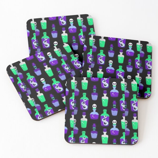 Item preview, Neon potion, purple, green, black, Cute Halloween watercolor pattern, boo, witch, eye, candy, bat, witch hat, pumpkin, latest Halloween bestselling, trending designed and sold by August-E.