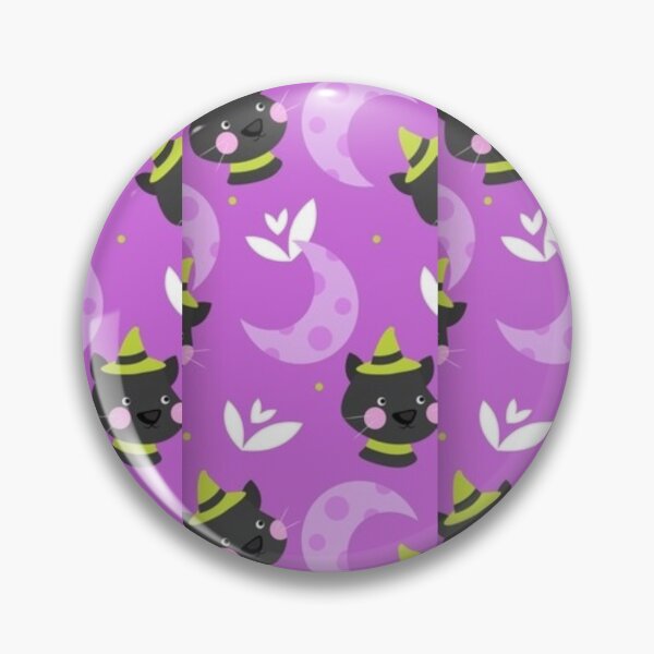 Item preview, Cute cat, purple moon, purple, green, black, white, Cute Halloween watercolor pattern, boo, witch, eye, candy, bat, witch hat, pumpkin, latest Halloween bestselling, trending designed and sold by August-E.