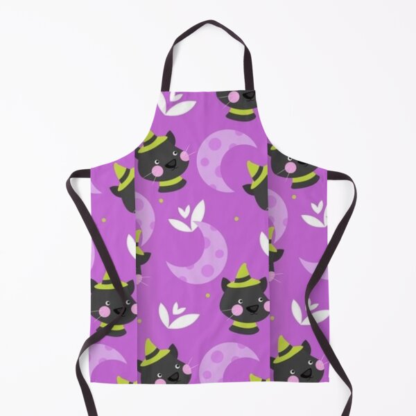 Item preview, Cute cat, purple moon, purple, green, black, white, Cute Halloween watercolor pattern, boo, witch, eye, candy, bat, witch hat, pumpkin, latest Halloween bestselling, trending designed and sold by August-E.