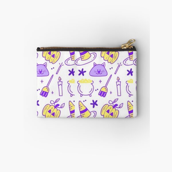 Item preview, Cute sketch pattern, purple, yellow, black, white, Cute Halloween watercolor pattern, boo, witch, eye, candy, bat, witch hat, pumpkin, latest Halloween bestselling, trending designed and sold by August-E.