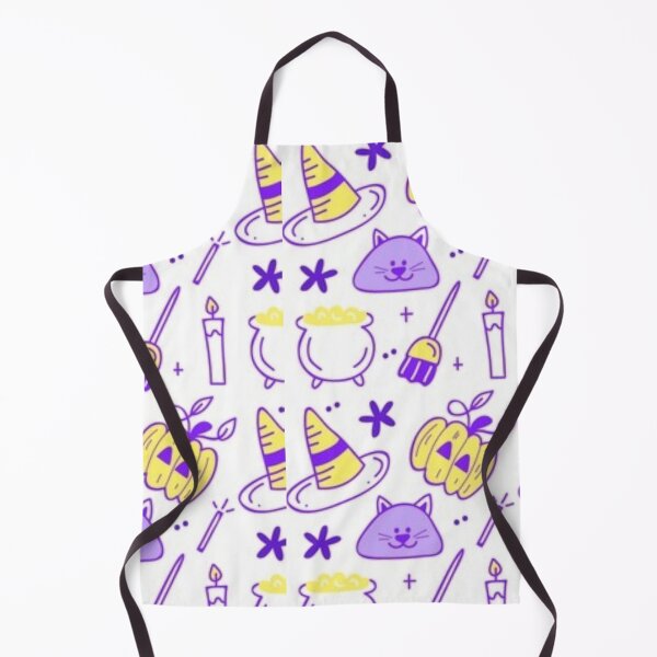 Item preview, Cute sketch pattern, purple, yellow, black, white, Cute Halloween watercolor pattern, boo, witch, eye, candy, bat, witch hat, pumpkin, latest Halloween bestselling, trending designed and sold by August-E.