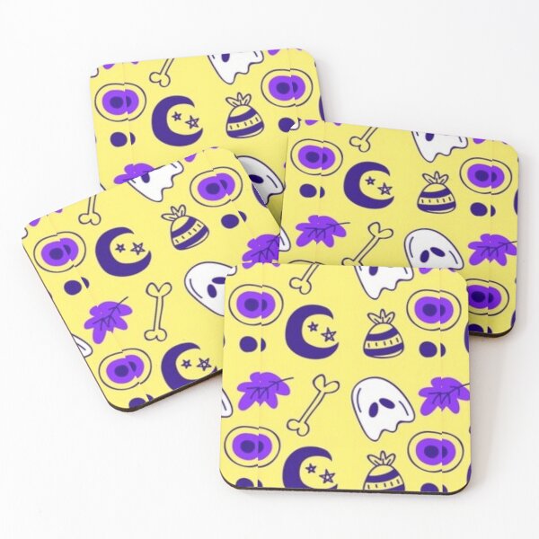 Item preview, Cute sketch pattern, purple, yellow, white, Cute Halloween watercolor pattern, boo, witch, eye, candy, bat, witch hat, pumpkin, latest Halloween bestselling, trending designed and sold by August-E.