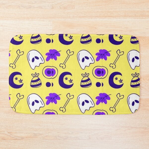 Item preview, Cute sketch pattern, purple, yellow, white, Cute Halloween watercolor pattern, boo, witch, eye, candy, bat, witch hat, pumpkin, latest Halloween bestselling, trending designed and sold by August-E.