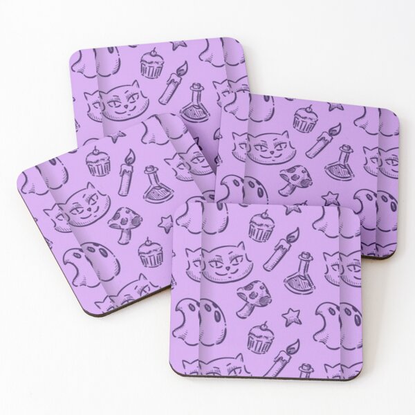 Item preview, Cute sketch pattern, purple, Cute Halloween watercolor pattern, boo, witch, eye, candy, bat, witch hat, pumpkin, latest Halloween bestselling, trending designed and sold by August-E.