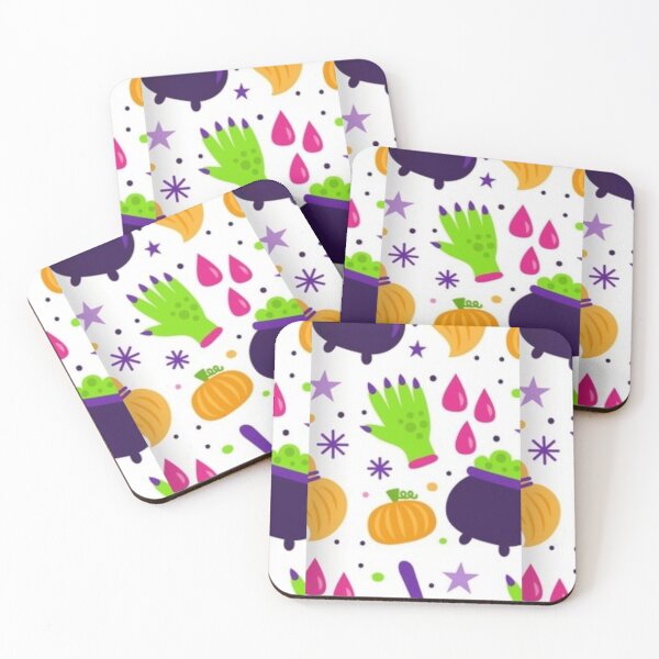 Item preview,  Colorful pattern, white, Cute Halloween watercolor pattern, boo, witch, eye, candy, bat, witch hat, pumpkin, latest Halloween bestselling, trending designed and sold by August-E.
