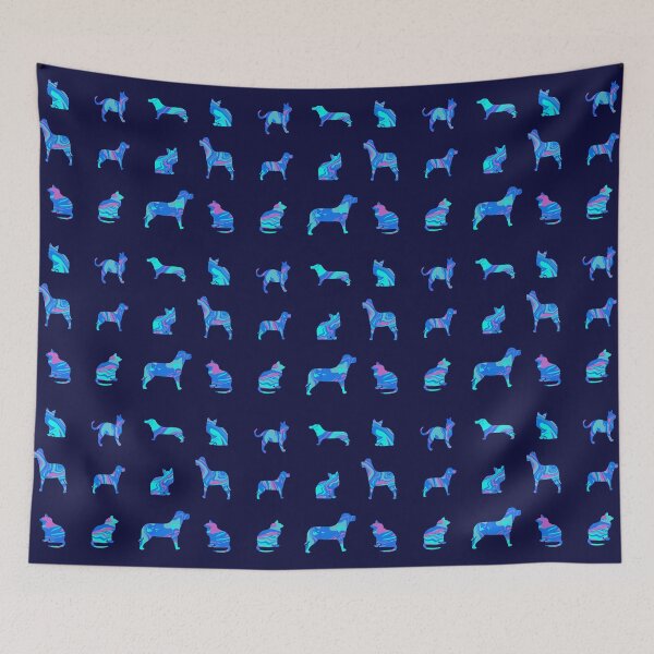 Item preview, Turquoise Bubblegum Pattern Cats n Dogs Sticker Pack designed and sold by AMSonArt.