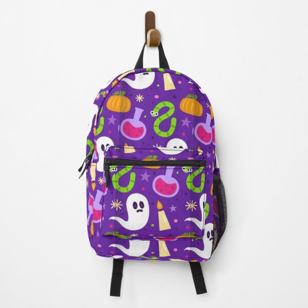 Item preview, Colorful pattern, green, purple, Cute Halloween watercolor pattern, boo, witch, eye, candy, bat, witch hat, pumpkin, latest Halloween bestselling, trending designed and sold by August-E.