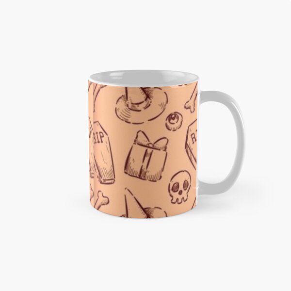 Item preview, Cute sketch pattern, orange, Cute Halloween watercolor pattern, boo, witch, eye, candy, bat, witch hat, pumpkin, latest Halloween bestselling, trending designed and sold by August-E.
