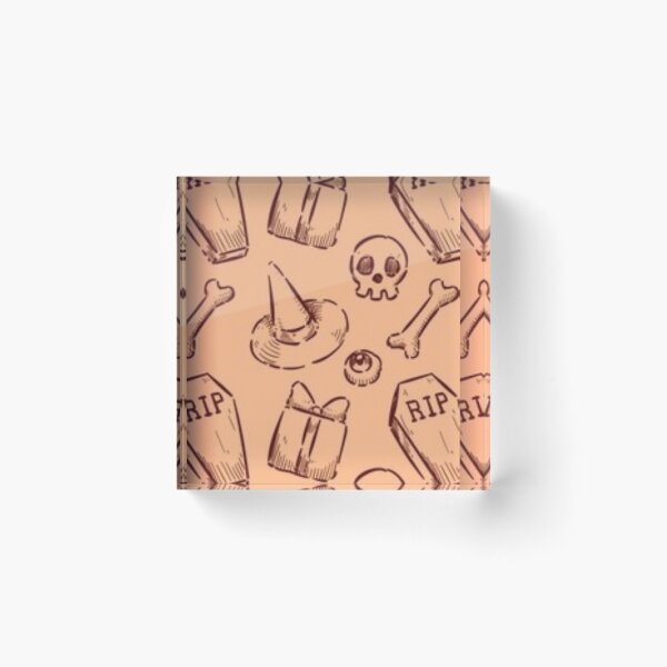 Item preview, Cute sketch pattern, orange, Cute Halloween watercolor pattern, boo, witch, eye, candy, bat, witch hat, pumpkin, latest Halloween bestselling, trending designed and sold by August-E.