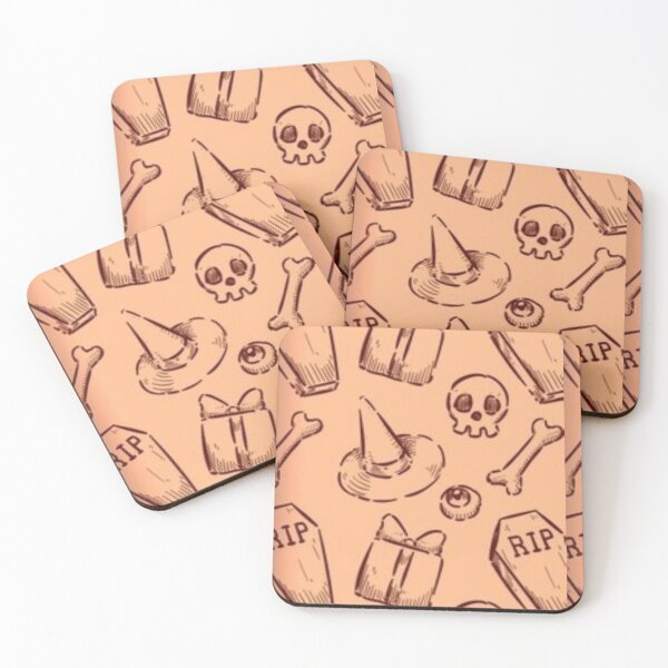 Item preview, Cute sketch pattern, orange, Cute Halloween watercolor pattern, boo, witch, eye, candy, bat, witch hat, pumpkin, latest Halloween bestselling, trending designed and sold by August-E.