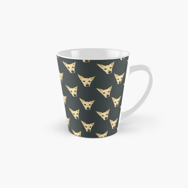 Cute White Dog Faces - Pop Art Pattern on Sage Green Palette Tall Mug