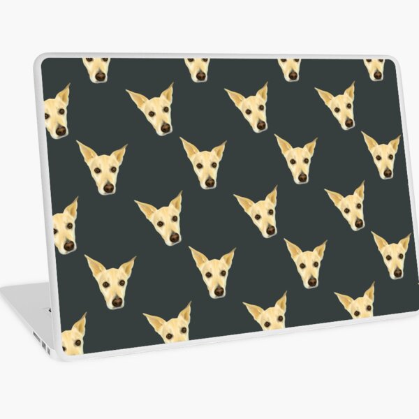 Cute White Dog Faces - Pop Art Pattern on Sage Green Palette Laptop Skin