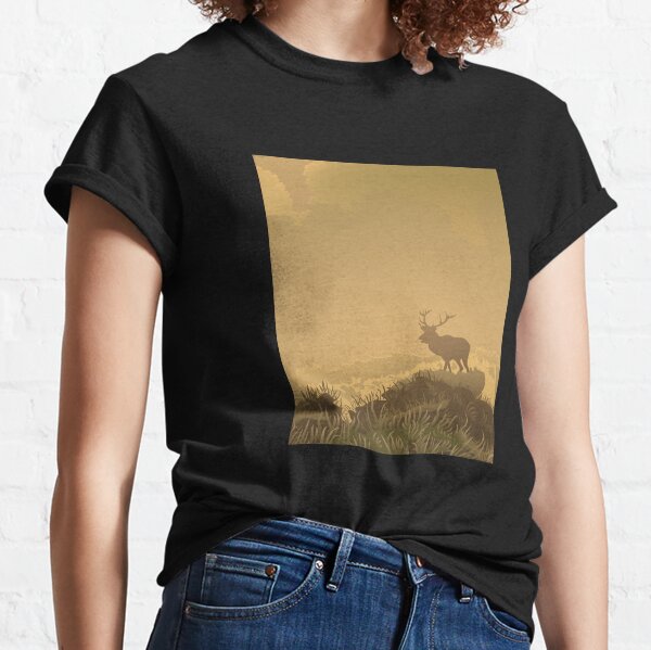Deer in The Misty Morning - Vector Art Design Classic T-Shirt