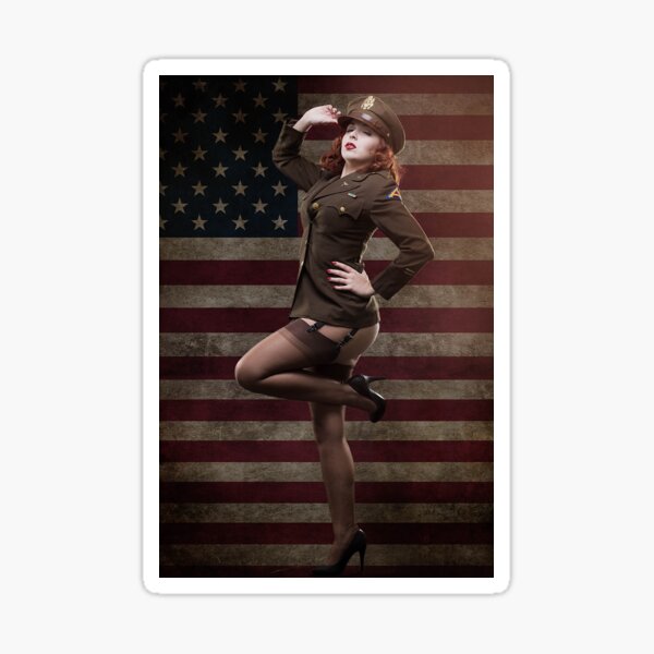 Sexy officer of the American forces in World War II Sticker