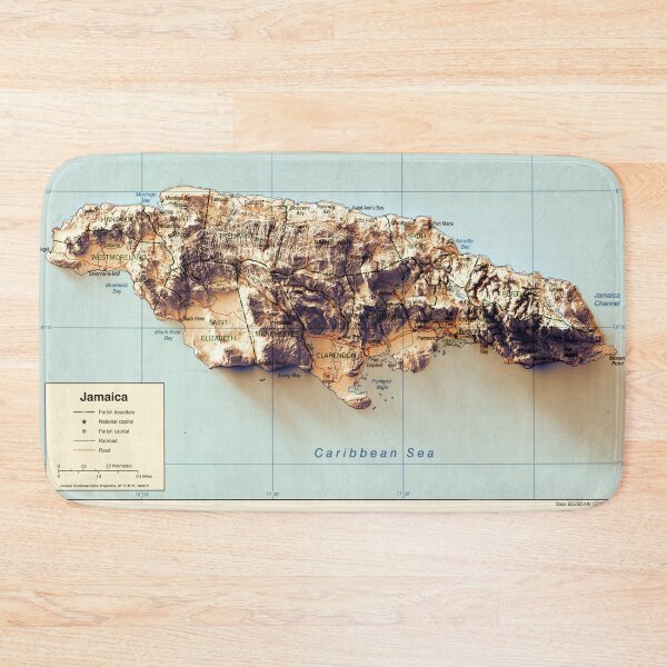 Item preview, 2002 CIA Jamaica Relief Map 3D digitally-rendered designed and sold by ThinkAboutMaps.