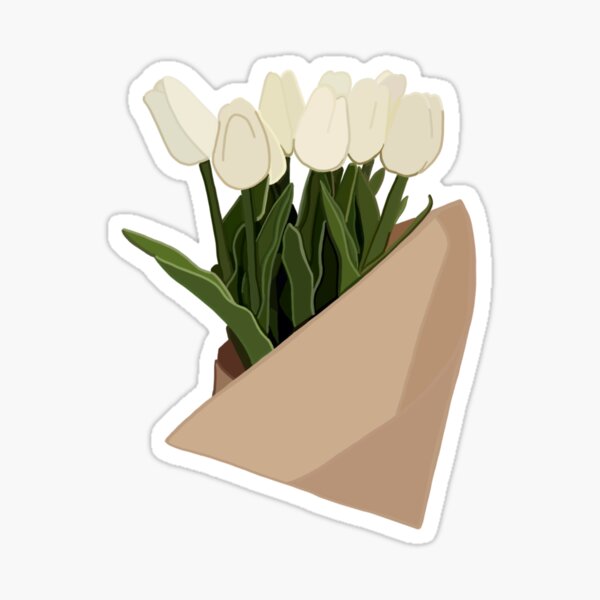 White Tulips Sticker