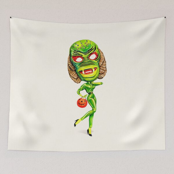 Item preview, Halloween Trick or Treat Pin-Up: Creature From the Black Lagoon - White designed and sold by Kelly  Gilleran.