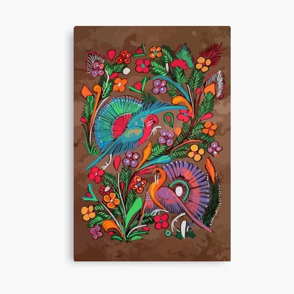 Item preview, Amate bark painting maximalist birds colorful mexican folk art decoration designed and sold by T-Mex.