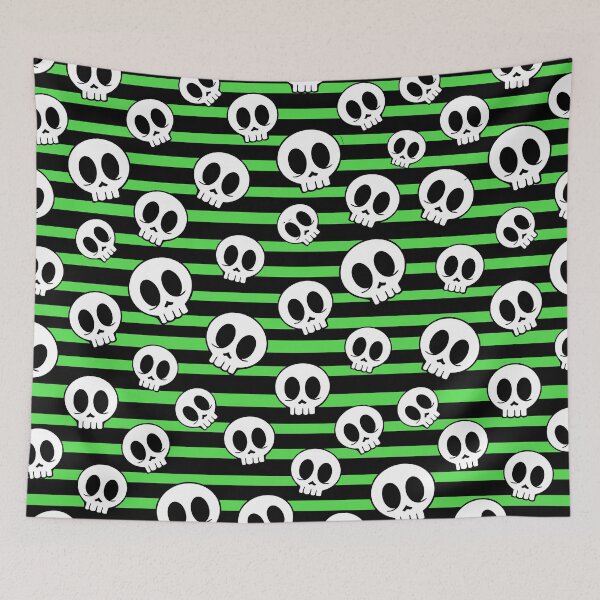 Item preview, Cute Spooky Halloween Skulls Neon Green designed and sold by stacree.