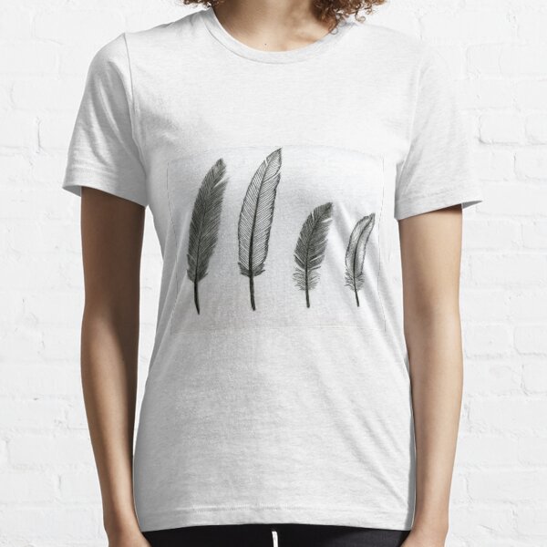 Realistic Bird Feathers Drawing Art - Black and White Essential T-Shirt