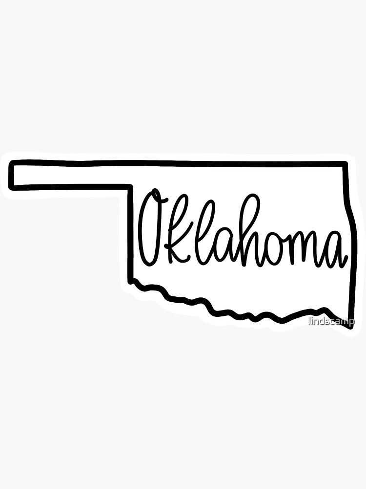 Black And White Oklahoma State Outline Sticker Sticker For Sale By