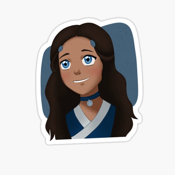 Vista previa del artículo con la obra «Pegatina de Katara ruborizada de ATLA», diseñado y vendido por oddeyeprints.