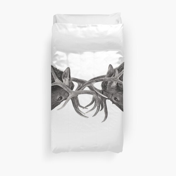 Eye to Eye - Elk fight Duvet Cover