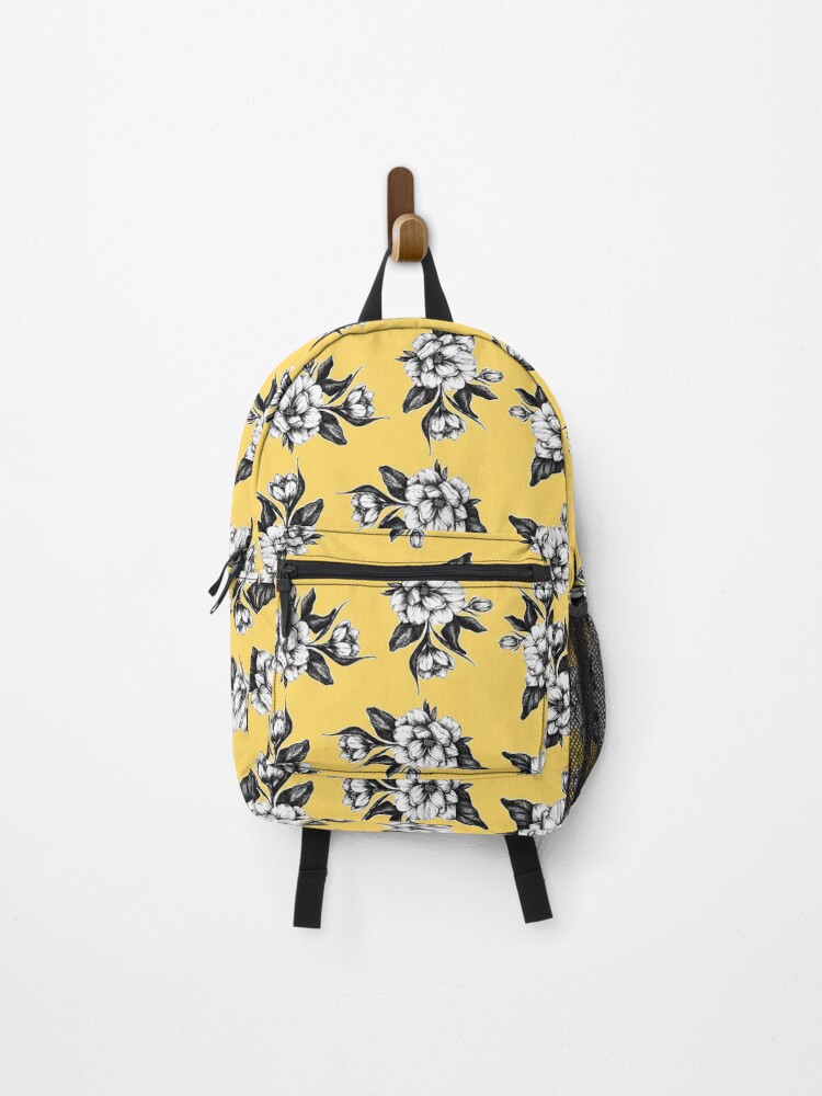 yellow floral backpack