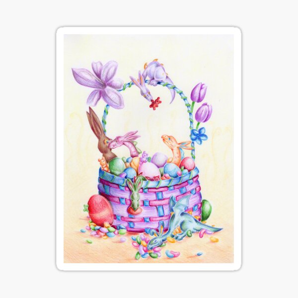 Candy and Dragon Easter Basket Sticker