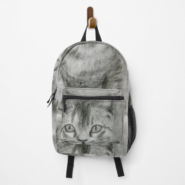Item preview, Realistic Cat Drawing Art - Black and White Cat (gift for cat lovers) designed and sold by AFDrawingcom.