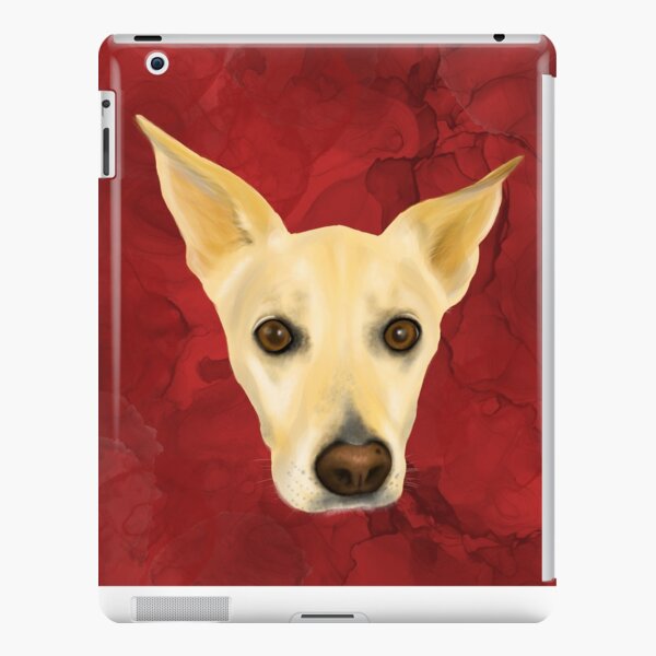 White Dog Portrait on Red Artistic Background iPad Snap Case