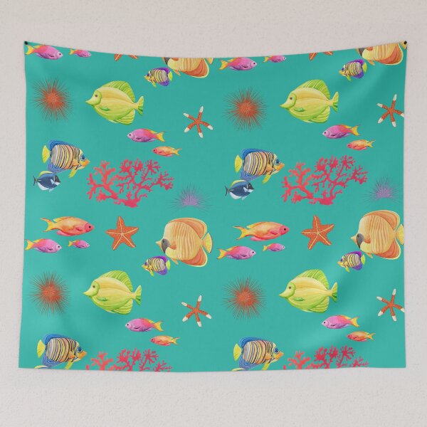 Item preview, Tropical Fish Pattern - Colorful Aquarium Fishes designed and sold by GreenSplash.