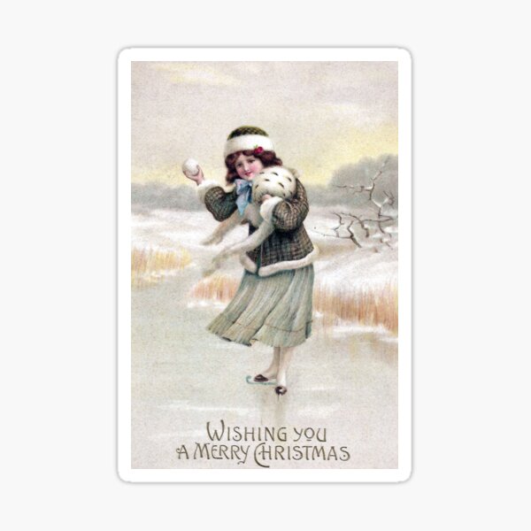 Item preview, Ice Skater with Snowball Vintage Christmas designed and sold by fenneltea.