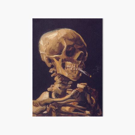 'El cráneo con un cigarrillo encendido' de Vincent Van Gogh Lámina rígida