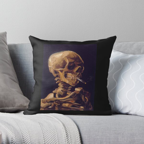 Vincent Van Gogh's 'Skull with a Burning Cigarette'  Throw Pillow