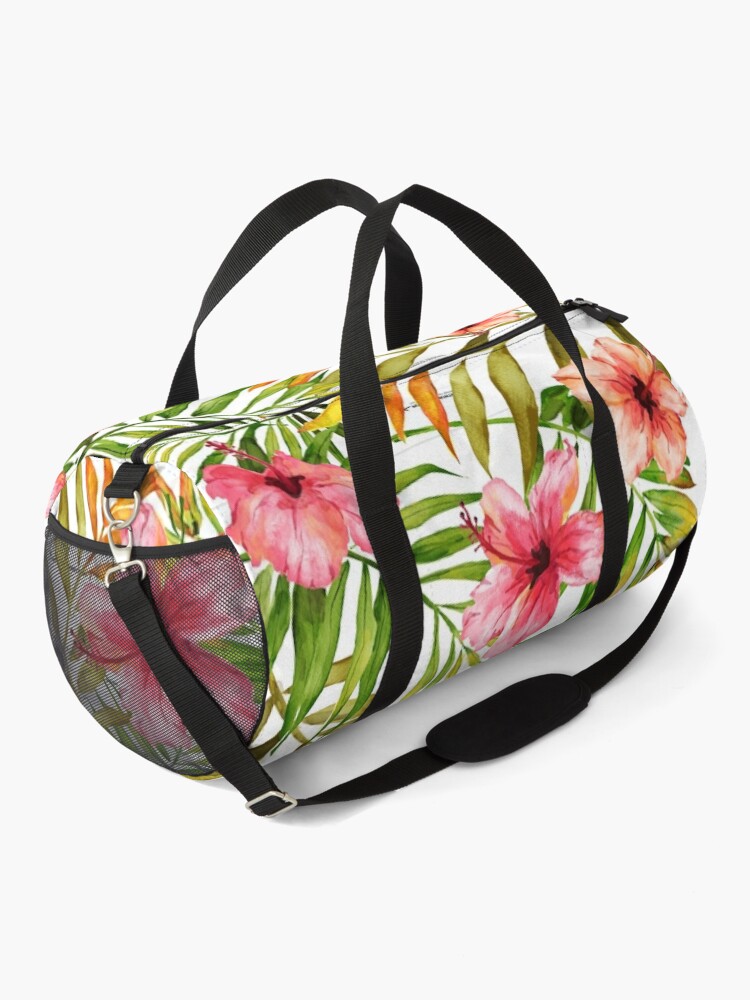 Discover Aloha Tropical Hawaiian Floral Watercolor Duffel Bag