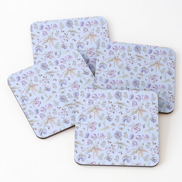 Item preview, Geranium and herbs (on blue) designed and sold by Flowersforbear.